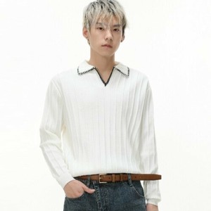P23252 メンズ   長袖 無地 おしゃれ ビンテージ ニットTシャツ ファッション 2025秋新作 高級感