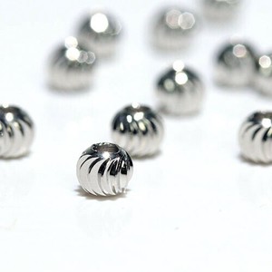 約4mm 30個入り シルバーカラー ストライプカット ツイスト スペーサービーズ アクセサリーパーツ