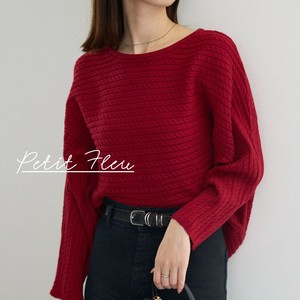 【SALE】ケーブル柄ドルマンスリーブニットプルオーバー