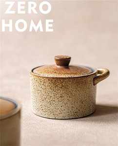 家庭用粗陶製離乳食ボウル 蓋付き湯煎用器 レトロキッチンウェア