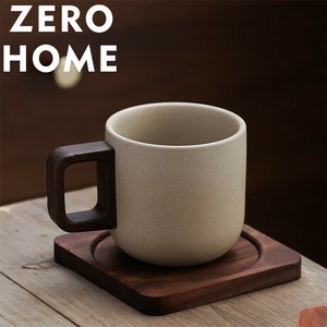 陶器製コーヒーカップ&ソーサーセット マット加工のレトロデザイン ラテにも合うシンプル食器