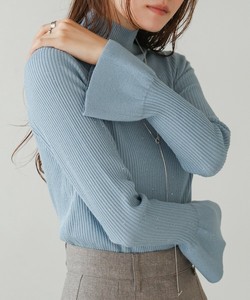 Sweater/Knitwear High-Neck Lame Ribbed Knit