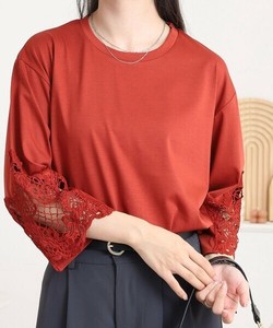T 恤/上衣 针织衫 蕾丝袖 7分袖
