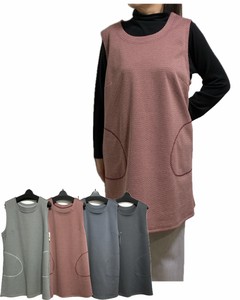 丸首ロングベスト（ポケット付）（4色 M〜L）　ヘリーボーン｜ミセス｜体型カバー