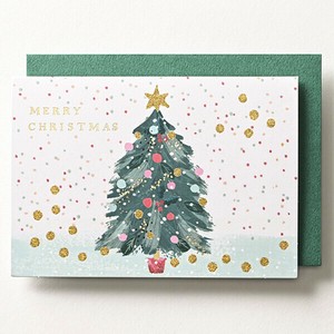 クリスマスカード ■クリスマスツリーのイラスト ■中にもイラスト付き ■グリッター付き ■輸入カード