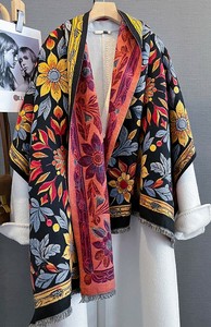 Thin Scarf Reversible Large Size Flower Scarf