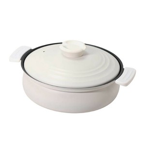 軽量ふっ素加工IH対応土鍋風卓上鍋24cm(ホワイト) HC-461