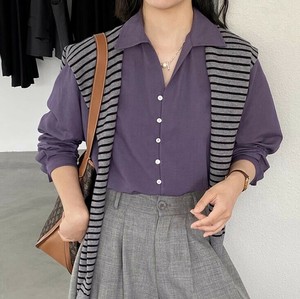 u29333トップス レディース シャツ Tシャツ ブラウス 3色 無地 通勤 長袖 韓国風 2025秋新作