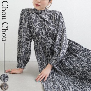 ペーズリー柄 プリーツロングワンピース 2025AW新作  chouchou東京