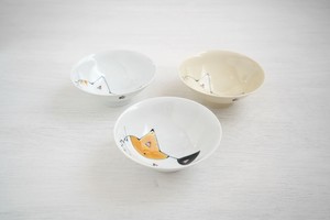 Hasami ware Rice Bowl Cat Good Friends Mike-cat Tiger