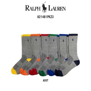 POLO RALPH LAUREN(ポロ ラルフローレン)クルーソックス アソート 6足組 グレー 靴下 男性用 821481PKZ3