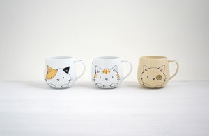 Hasami ware Rice Bowl Cat Good Friends Mike-cat Tiger