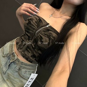 抹胸 迷彩 褶边/木耳边