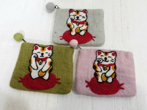 化妆包 招财猫 毛毡 3件每组