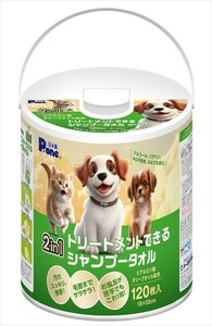 トリートメントできるシャンプータオル120枚　本体 【ペット用品】