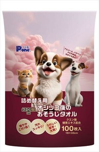 クエン酸inオシッコ後のおそうじタオル100枚　詰め替え用 【ペット用品】