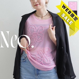 【セール価格】■Neo.■ 花コード刺繍 ルーズ シアー Tシャツ レディース ◎WEB限定販売◎