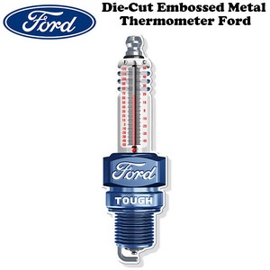 ダイカット エンボス メタル サーモメーター PLUG Ford Tough 【フォード 温度計】