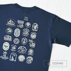 ユニセックス・プリントTシャツ　"サーフロゴ"　ネイビー　半袖 Tシャツ