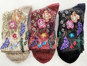 短袜 花朵 圆领 秋冬新品
