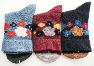 短袜 棉 圆领 有机 花卉图案 秋冬新品