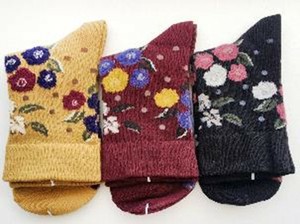 【秋冬新作】モールナチュラルロークルー　オーガニックコットン　モールプリントフラワー柄