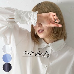 【2025AW新作入荷】襟＆カフスフリルデザインロングスリーブブラウス　 インナー　skypink東京