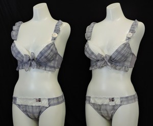 カジュアルブラショー　＜ストレッチレース＆チェック柄シフォン＞　9月新商品