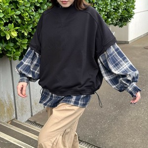 即納【2025新作】裾ドロストカットベスト　重ね着　レイヤード　羽織り　羽織　ワイド　ゆったり　秋服