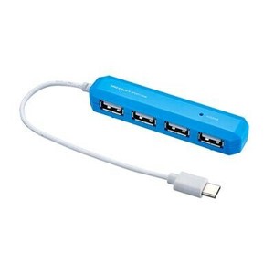 ナカバヤシ　USB2.0/Type-C/4ポートハブ/15cm/ライトブルー　UH-C2474LB