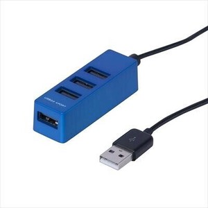 ナカバヤシ　USB2.0　4ポートハブ　0.3m　ブルー　UH-2404BL