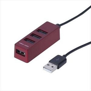 ナカバヤシ　USB2.0　4ポートハブ　0.3m　レッド　UH-2404R