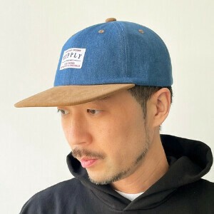 【2025秋冬】デニム フェイクスエード 白タグ コンビキャップ 帽子 ユニセックス