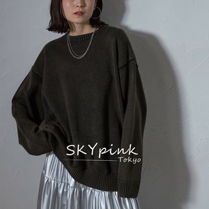 【WEB限定販売】ウオッシュ加工オーバーサイズライトニットプルオーバー　skypink東京