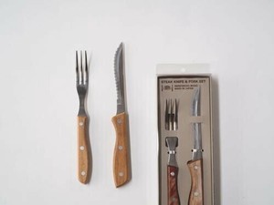 日本製 made in japan 強化木カトラリーステーキナイフ＆フォークセット 411818