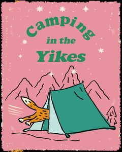 Camping in the YIKES　ピンク　スタンダードシルエット Tシャツ BK
