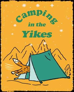 Camping in the YIKES　オレンジ　スタンダードシルエット Tシャツ BK