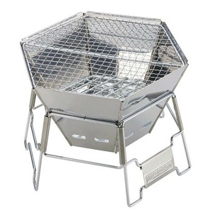 ヘキサ ステンレスファイアグリル(M) M-6498 【アウトドア用品 バーベキュー】