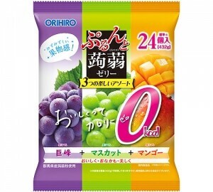 ぷるんと蒟蒻ゼリーパウチ　大袋　カロリーゼロ　巨峰＋マスカット＋マンゴー 432g（標準24個入）