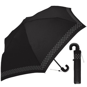 ■レイングッズ特集■■2025AW　先行予約■　子供折傘　ブロックチェックライン　BK×GY