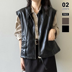 フェイクレザーベスト ベスト アウター レディース フェイクレザー ジャケット ジップ アウター