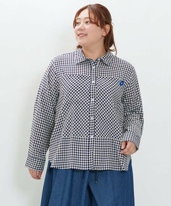 【2025秋冬新作】ギンガムチェック シャツ ブラウス 長袖 ポケット付き トップス レディース 大きいサイズ