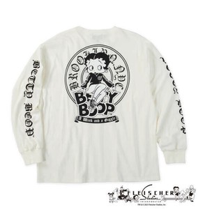 BETTY BOOP 大きいサイズ 天竺プリント長袖Tシャツ オフホワイト