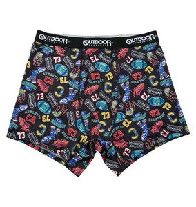 OUTDOOR PRODUCTS 大きいサイズ ポリエステルベア天カレッジ柄ボクサーパンツ ブラック
