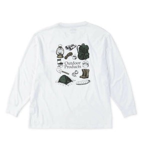OUTDOOR PRODUCTS 大きいサイズ 天竺長袖Tシャツ ホワイト