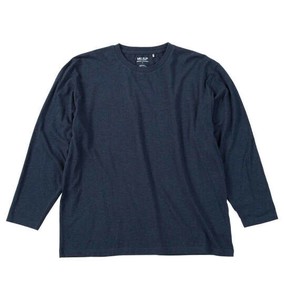 MC.S.P 大きいサイズ オーガニックコットンクルーネック長袖Tシャツ ネイビー杢