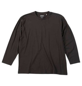 MC.S.P 大きいサイズ オーガニックコットンクルーネック長袖Tシャツ ブラウン