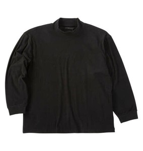MC.S.P 大きいサイズ ストレッチフリースハイネック長袖Tシャツ ブラック