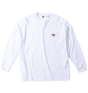 BEN DAVIS 大きいサイズ ピスポケット付長袖Tシャツ ホワイト