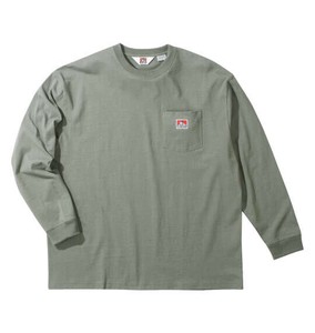 BEN DAVIS 大きいサイズ ピスポケット付長袖Tシャツ カーキ